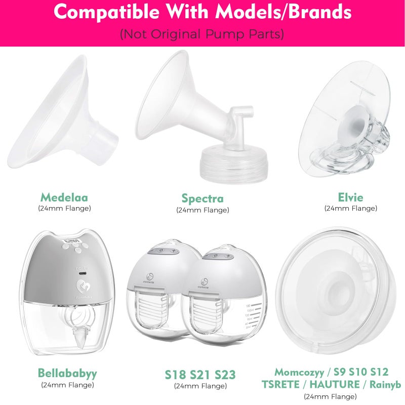 Durceler 20mm Silicone Flange Inserts Compatible with Medela/for Spectra S1 S2 / Elvie / S18 S21 / Momcozy S9 S12/ TSRETE 24mm Breast Pump Shields or Freemie 25mm; Reduce Nipple Tunnel Down to 20mm - Image 3